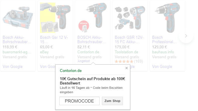Promotions in Google-Shopping-Anzeigen